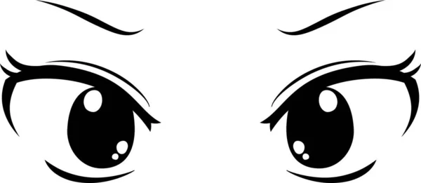 Illustration Monochrome Cute Anime Style Eyes Angry Look — Stock Vector