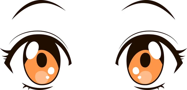 Illustration Cute Anime Style Eyes Normal Facial Expression — стоковый вектор
