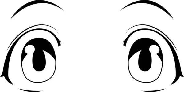 Illustration Monochrome Cute Anime Style Eyes Normal Facial Expressions — Stock Vector