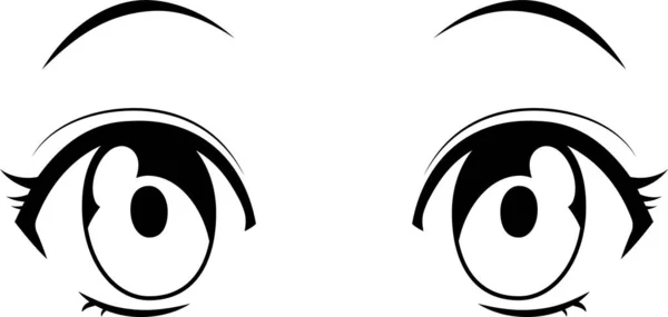 Illustration Monochrome Cute Anime Style Eyes Normal Facial Expressions — Stock Vector