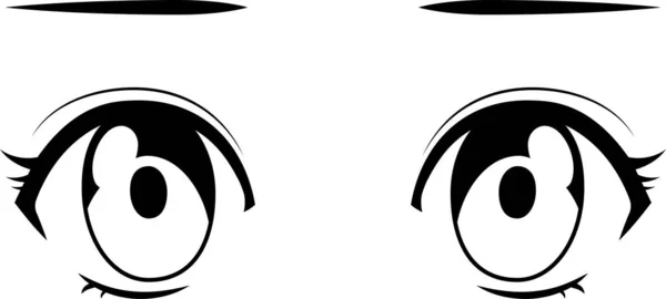 Illustration Monochrome Cute Anime Style Eyes Normal Times — Stock Vector