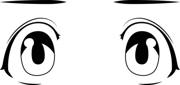 Detta Illustration Monochrome Söta Anime Stil Ögon Normala Tider — Stock vektor
