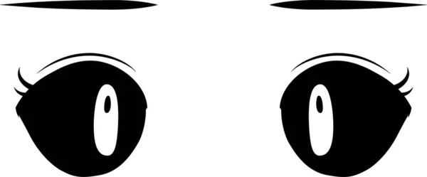 Иллюстрация Симпатичных Больших Черных Глаз Стиле Аниме Обычное Время — стоковый вектор