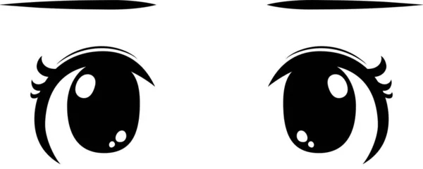 Egy Illusztráció Aranyos Anime Stílusú Nagy Fekete Szemek Normál Időkben — Stock Vector