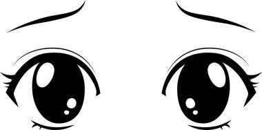 Bu, sevimli anime tarzı büyük siyah gözleri ve hüzünlü bir ifadesi olan bir tasvir. 