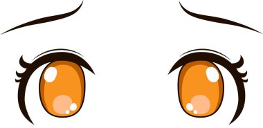 Bu hüzünlü bir ifadeyle Şirin anime tarzı gözlerin bir tasviri. 