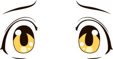 Bu hüzünlü bir ifadeyle Şirin anime tarzı gözlerin bir tasviri. 