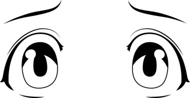 Bu, tek renkli şirin anime bakışların hüzünlü bir ifadesi olan bir tasviri. 