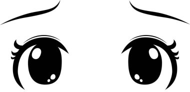 Bu, sevimli anime tarzı büyük siyah gözleri ve hüzünlü bir ifadesi olan bir tasvir. 