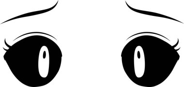 Bu, sevimli anime tarzı büyük siyah gözleri ve hüzünlü bir ifadesi olan bir tasvir. 