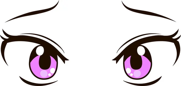 Illustration Cute Anime Style Eyes Sad Expression — Stock Vector