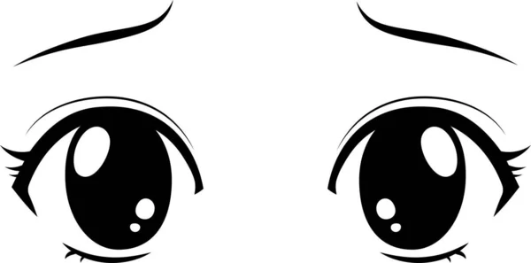 Esta Uma Ilustração Cute Anime Estilo Grandes Olhos Negros Com — Vetor de Stock