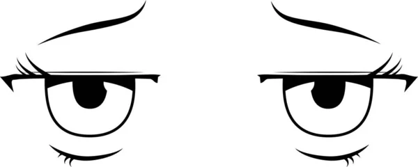 Ілюстрація Monochrome Cute Anime Стиль Очей Сумним Виразом — стоковий вектор