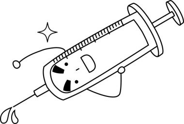 Bu monokrom şirin tıbbi şırıngayı aşılamak için bir örnektir. 