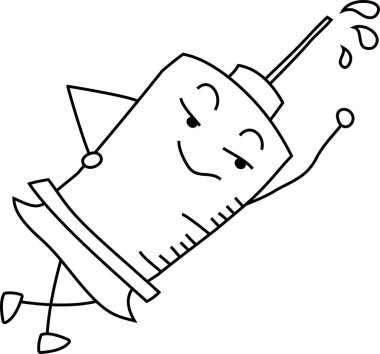 Bu monokrom şirin tıbbi şırıngayı aşılamak için bir örnektir. 