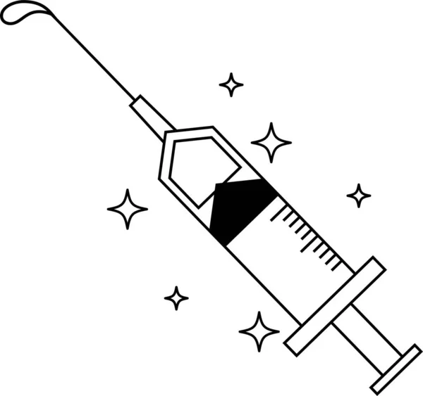 Detta Illustration Monochrome Söt Medicinsk Spruta För Att Ingjuta — Stock vektor