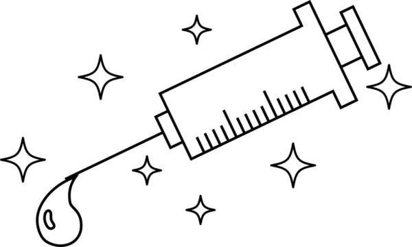 Illustration Monochrome Cute Medical Syringe Infuse — Stock Vector