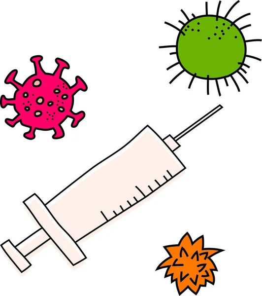 Ceci Est Une Illustration Injection Préventive Vaccin Contre Virus Mignon — Image vectorielle