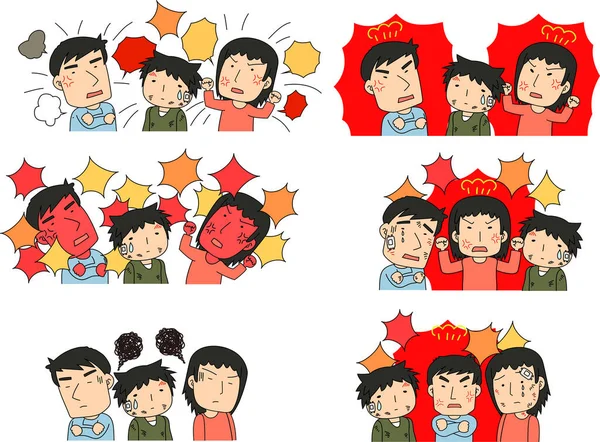 Esta Una Ilustración Una Pareja Enojada Que Abusa Los Niños — Vector de stock