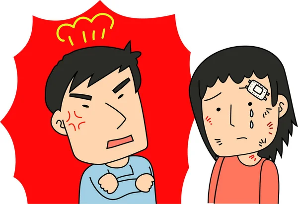 Illustration Husband Wife Quarrel — Stock Vector