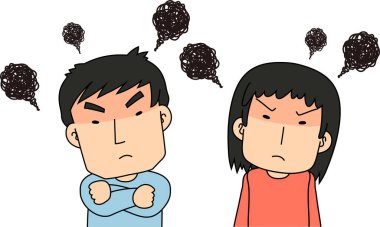 Bu kızgın bir çiftin şiddetli bir şikayette bulunuşunun bir resmi. 