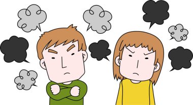 Bu, Kafkasyalı kızgın çiftin şiddetli bir şikayette bulunuşunun bir resmi. 