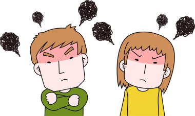 Bu, Kafkasyalı kızgın çiftin şiddetli bir şikayette bulunuşunun bir resmi. 