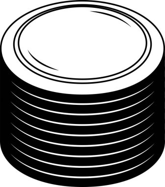 Bu monokrom madeni para madalyalarının biraz birikmiş bir çizimi.