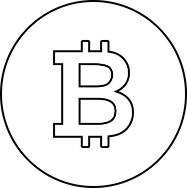 Bu Monokrom Bir Bitcoin madalyasının bir çizimi. 