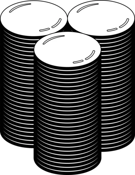 Illustration Monochrome Coin Medals Piled Lot — Stock Vector