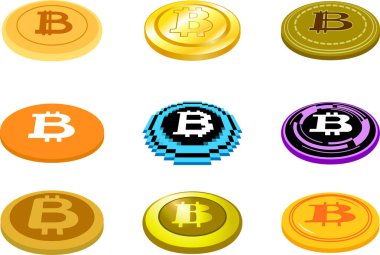Bu, Bitcoin madalyalarının tek bir düzleme yerleştirilmiş bir çizimi. 