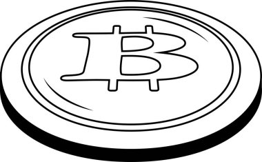 Bu tek bir düzleme yerleştirilmiş tek krom Bitcoin madalyalarının bir çizimi. 