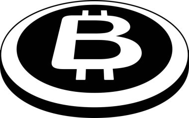 Bu tek bir düzleme yerleştirilmiş tek krom Bitcoin madalyalarının bir çizimi. 