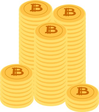 Bu Bitcoin madalyalarının yığılmış bir illüstrasyonudur. 