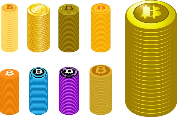 Ceci Est Une Illustration Médailles Empilées Bitcoin — Image vectorielle