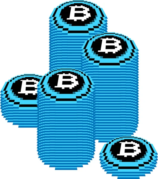 Detta Illustration Bitcoin Medaljer Staplade Hel Del — Stock vektor