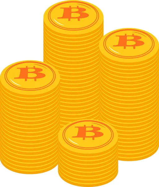 Esta Una Ilustración Las Medallas Bitcoin Apiladas Mucho — Vector de stock