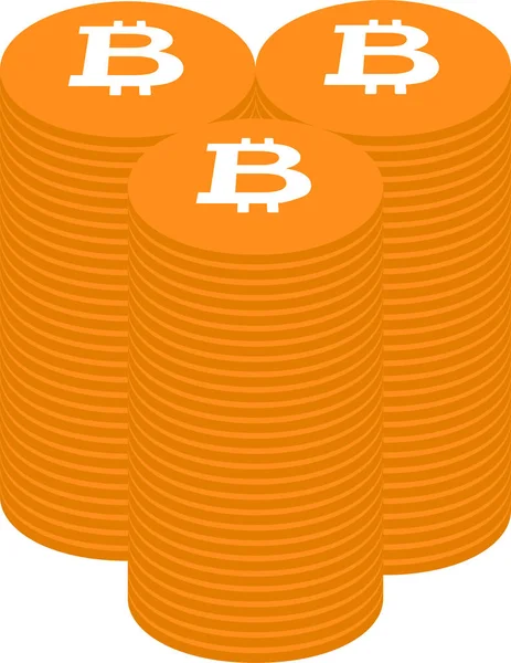 Esta Una Ilustración Las Medallas Bitcoin Apiladas Mucho — Vector de stock