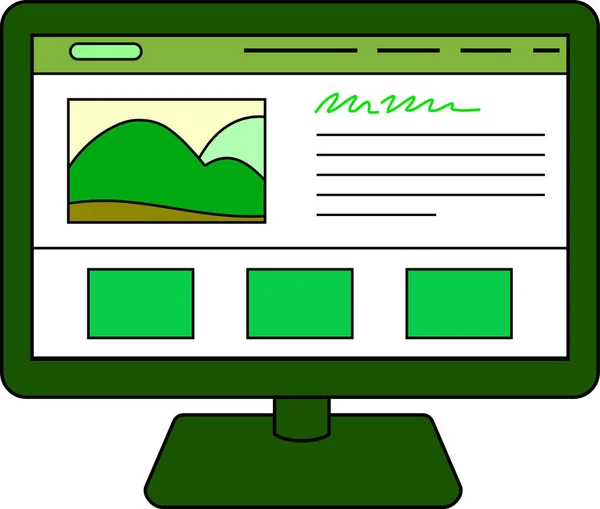 これはPcでのウェブサイトの画面表示のイラストです — ストック写真