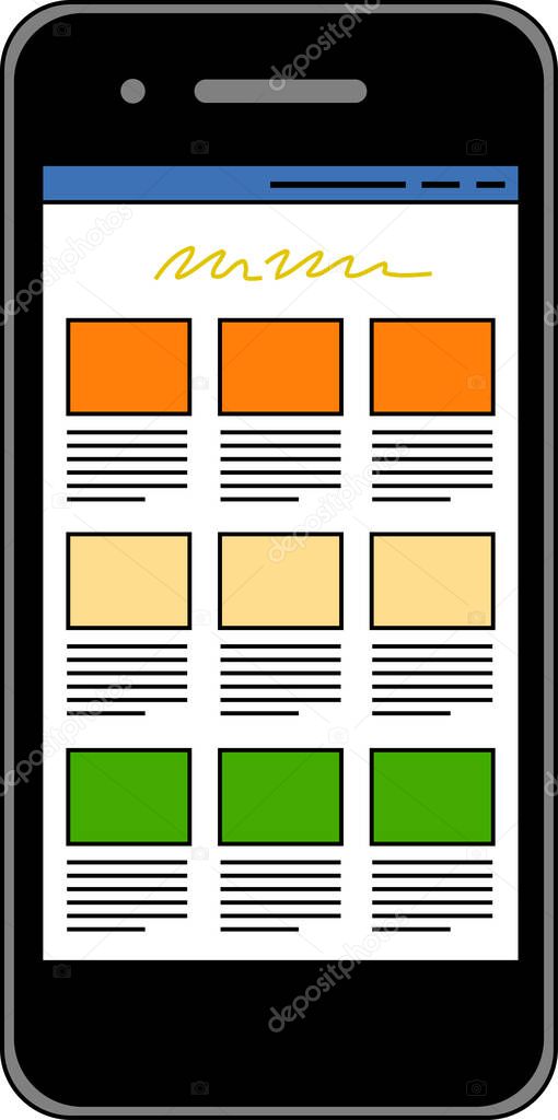 This is a illustration of Web screen viewed on a smartphone 