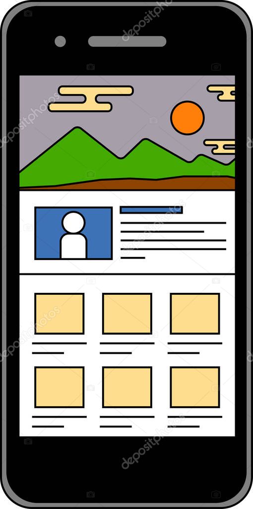 This is a illustration of Web screen viewed on a smartphone 