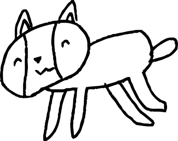 これは子供が描いたかわいい猫の落書きのイラストです — ストックベクタ