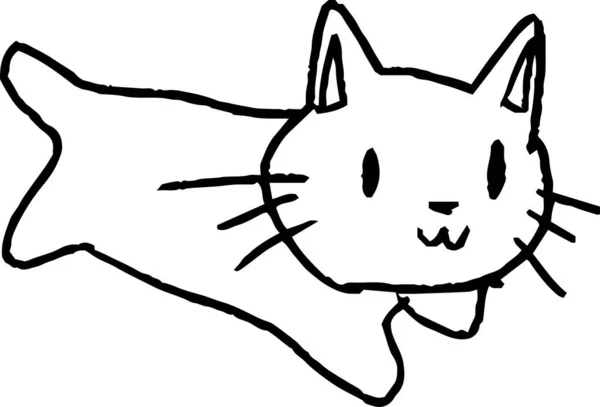 Jest Ilustracja Cute Kot Bazgroły Narysowane Przez Dziecko — Wektor stockowy