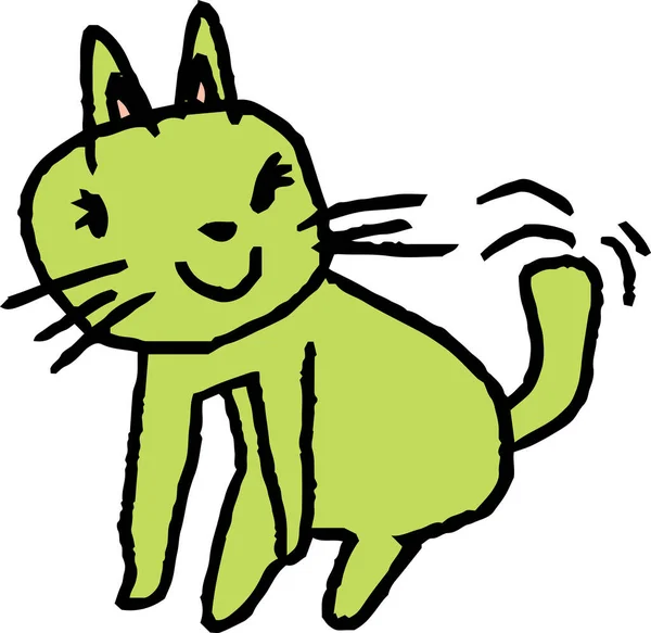 Esta Uma Ilustração Rabisco Bonito Gato Desenhado Por Uma Criança — Vetor de Stock