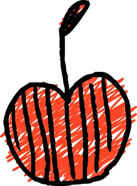这是一个小孩画的可爱苹果笔迹的例子 — 图库矢量图片
