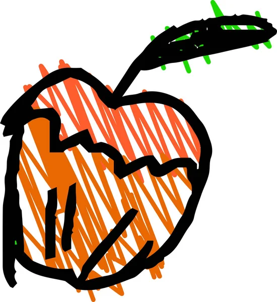 Jest Ilustracja Cute Jabłko Bazgroły Narysowane Przez Dziecko — Wektor stockowy