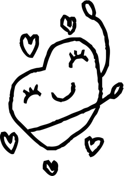 Αυτή Είναι Μια Απεικόνιση Του Χαριτωμένο Χαρούμενη Καρδιά Ανθρώπινο Γκράφιτι — Διανυσματικό Αρχείο