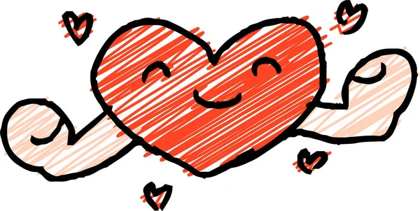 Иллюстрация Милого Веселого Сердца Человека Граффити Нарисованного Ребенком — стоковый вектор