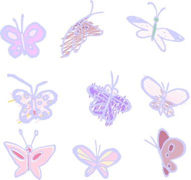 Bu, bir çocuğun çizdiği şirin kelebek çiziminin bir çizimi.