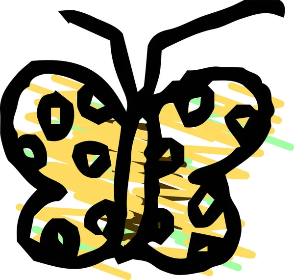 Questa Illustrazione Carino Scarabocchio Farfalla Disegnato Bambino — Vettoriale Stock
